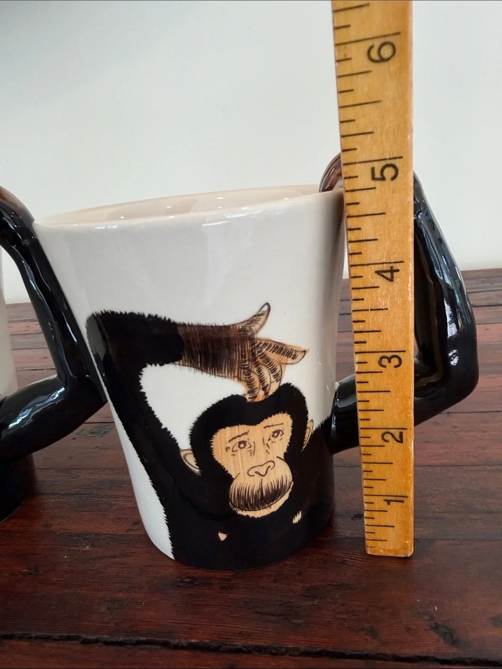 Pier 1 Imports Handpainted Chimpanzee Monkey Mug Cup w/ Arm Handle 16 oz.